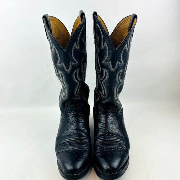 Nocona Black Oily Toro Cowboy Boot Mens 9.5 B Leather Pull On Western 1670130603 main image 5